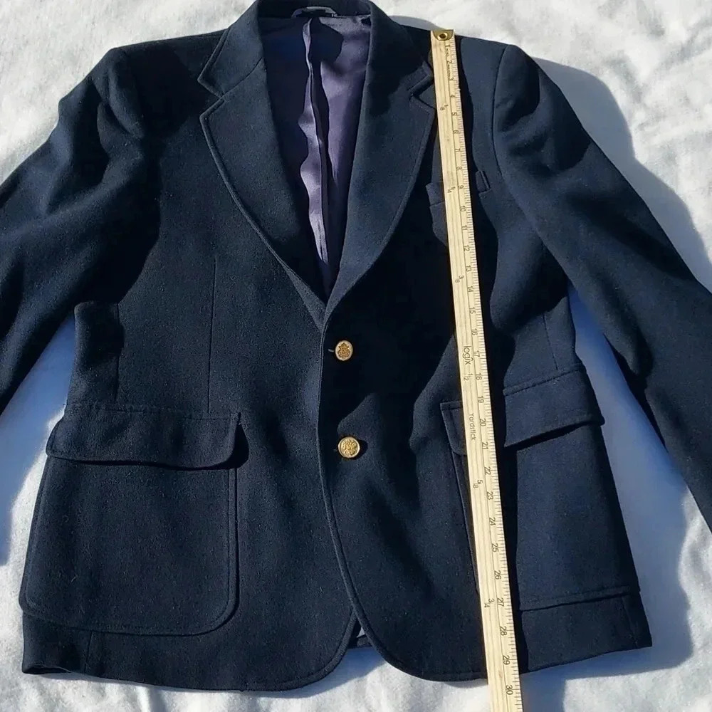 Haggar Mens 100% Pure Wool Mens Suit Jacket Gold Buttons Size 42 in Blue - Picture 10 of 12